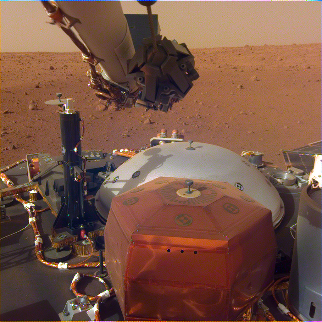 InSight lander on the surface of Mars detecting Marsquakes